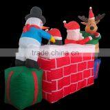 DJ-XT-01 Inflatable Christmas Santa Claus Emerge Chimney Lighted Decoration thumbnail-2