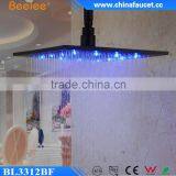 12 Inch Luxurious Bathroom Black Stainless Waterfall LED Light Square Head Shower thumbnail-2