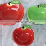 Ceramic Bowls Set by Hand Painted With Apple Designs