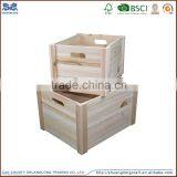 Unfinished Custom Pine Paulownia Wood Blanket Batten Storage Wooden Fruit Vegetable Crate Boxes thumbnail-4