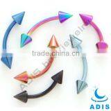Anodized Titanium Eyebrow Ring 14G Eyebrow Ring With Cone thumbnail-1