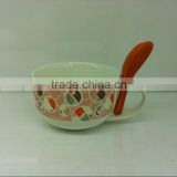 decal printed new bone china soup mug with spoon