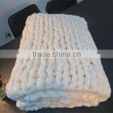 whtie Arm Knit Chunky woollen throw