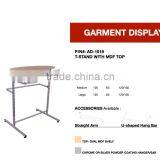Floor Standing Stainless Steel Clothes Hanging Rack With MDF Top Shelf thumbnail-3