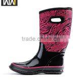 Warm leopard print neoprene cheap rain boots with hole