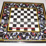 Natural Stone Chess Design Coffee Table Top, Marble Inlay Table Top