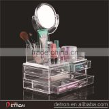Acrylic cosmetic countertop storage mirrored shelf