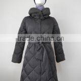 Cable Knit Collar & Cuff Diamond Puffer Quilted Womens Long Down Coat