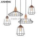 2016 Wholesales Wooden Cage Pendant Lights Iron Metal Vintage Pendant Lamps thumbnail-1
