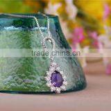 925 Sterling Silver Natural Real Shining Zircon Newest Modern Amethyst Pendant thumbnail-2