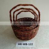 Hot Sell Handmade Round Willow Basket Set With Handle