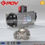 3 Way Thread L-port Double Acting Pneumatic Ball Valve 3/8'' thumbnail-2