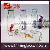 Digital Design Glass Milk Bottle Juice Bottle With Decal,with Lid and Straw thumbnail-1