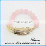 Fashion Stone Beads Bracelet With Metal Leaf Charm thumbnail-3