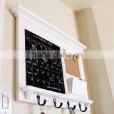 Home Decor Wood Wall Mounted Bulletin Board Entryway Chalk Board Mail Sorter Rack With Key Hooks and BlackBoard thumbnail-2