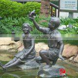 Custom Made Bronze Child Statues Playing Birds thumbnail-1