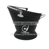 Ash Coal Bucket Powder Coated Black Matt Metal Coal Bucket thumbnail-3