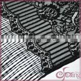 Black Roset Tricot Fabric Lace With Tassel Fringe, Fashion Swiss Lace for Dress thumbnail-2