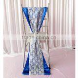 50PCS A Lot 32cm*200cm White Hard Yarn Lace & Royal Bule Satin Sash With Plastic Shinny Buckle For Wedding Use thumbnail-1