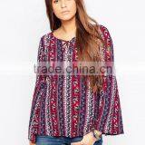 Vintage Print Long Sleeve Tops in Guangzhou Factory thumbnail-1