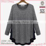 Competitive Price Good Quality Factory Direct Contrast Color Round Neck Asymmetrical Women Different Types of Blouse Designs thumbnail-1