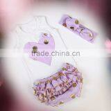 Toddler Valentines Boutique Clothing ,gold Polka Dot Baby Outfits for 0-3years thumbnail-4