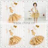 Latest Baby Kids Clothes Beautiful Children Fairy Skirts Wholesale Christmas Golden Childhood Tutu Set Bella Fairy