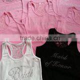 Bride Custom Sleeveless Women Rhinestone Tank Tops thumbnail-3