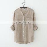 Wholesale Price Summer Sun Protection Linen / Cotton Plain Long Shirts for Women thumbnail-5