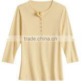 Latest Fashion Women O-neck Solid Color 3/4 Sleeve Shirts thumbnail-3