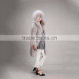 Myfur Light Gray Beauty Women Real Raccoon Fur Jacket Plus Size thumbnail-5