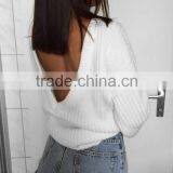 Runwaylover Ladies Deep V-Neck Sexy Knitted Pullover Sweaters thumbnail-6