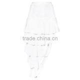 Asymmetrical Long White Tiered Skirt for Summer Designer Woman Party Wear thumbnail-6