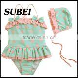 Polka Dot Cute Piece Swimsuit Children Swimwear With Swimming Cap thumbnail-4