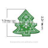 Handmade 3.2cmx3cm Snowflake Christmas Tree Two Holes Wood Button for Decorating thumbnail-3