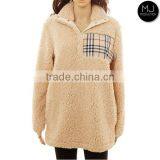Wholesale Women Monogrammed Plaid Patch Fleece Pullover thumbnail-4
