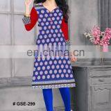 Latest Neck Pattern Printed Rayon Fabric Tunic for Girls Kurits thumbnail-1