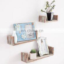 Set of 3 Wooden Wall Mounted Rustic U Shape Floating Shelf thumbnail-3