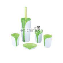 Double Color White and Red Complete Plastic Bathroom Accessories Decoration for Bathroom 5 Pcs Set thumbnail-1