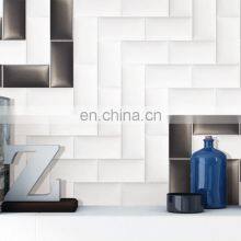 Cheap Bathroom Wall Backsplash Ceramic Subway Tile White Bevel thumbnail-5