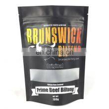 Custom Dried Snack Food Stand Up Pouch Biltong Beef Jerky Packaging Bags With Window