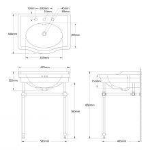 Bathroom 24 Inches Stainless Steel Console Sink With White Rectangle Vitreous China Ceramic Washbasin thumbnail-5
