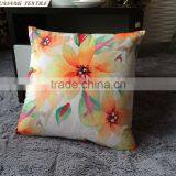 Chinese Watercolour Felt Flowers Printed 100% Cotton Large Cushion Cover thumbnail-3