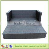 Fashion Outdoor Garden Furniture Brown and Black Rattan Folding Sofa Bed With Cushion-FN4003 thumbnail-2