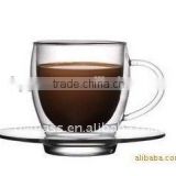 crystal borosilicate glass coffee cup with handle