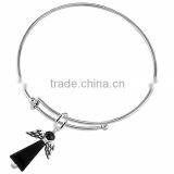 Winged And Genuine Jet Black Crystal Angel Charm Chain Link Bracelet thumbnail-5
