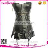 High Quality Black Women Real Tigh XXL Sexy Leather Corset thumbnail-4