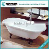 SUNZOOM UPC/cUPC Certified Claw Feet Acrylic Bathtub, North American Bathtubs, Classic Acrylic Clawfoot Bathtub thumbnail-1