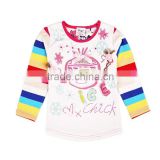2-6Y (6525#WHITE&PINK)Nova children clothing kids casual wear winter cotton t shirt for girl