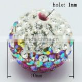 Czech Glass Shambala Rhinestone Beads, Polymer Clay, Round, Multicolor, about 10mm, hole: 1mm(RB-Q090-15)